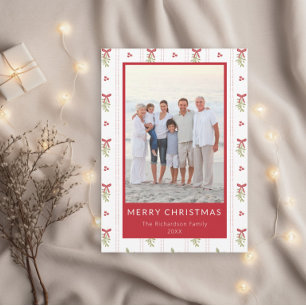 Tarjeta de Navidad con Foto de Lazo de Muérdago Gr