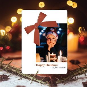 Tarjeta de Navidad con foto de lazo de terciopelo