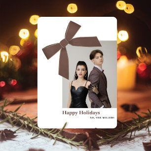 Tarjeta de Navidad con foto de lazo de terciopelo