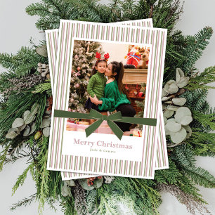 Tarjeta de Navidad con foto de lazo de terciopelo