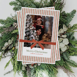 Tarjeta de Navidad con foto de lazo de terciopelo