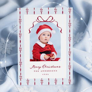 Tarjeta de Navidad con Foto de Lazos Rojos