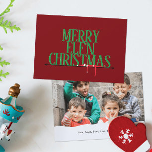 Tarjeta de Navidad con Foto de Letrero de Saludo d