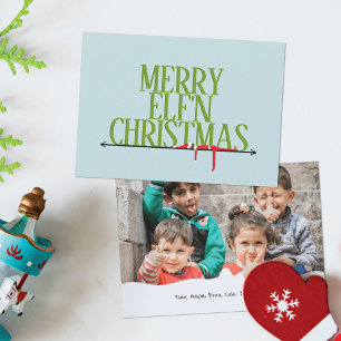 Tarjeta de Navidad con Foto de Letrero de Saludo d