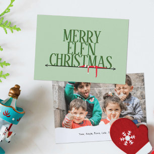 Tarjeta de Navidad con Foto de Letrero de Saludo d