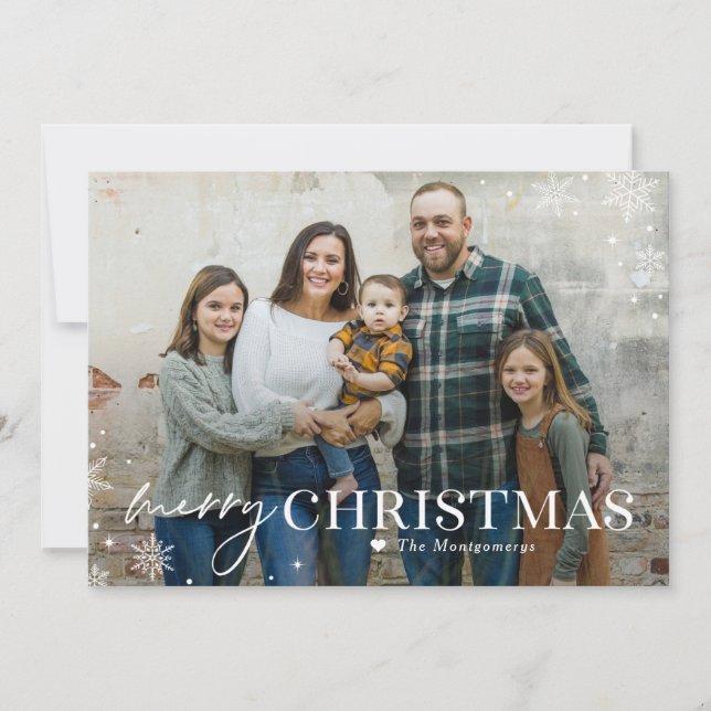 Tarjeta de Navidad con Foto de Lovely Frost Merry  (Anverso)