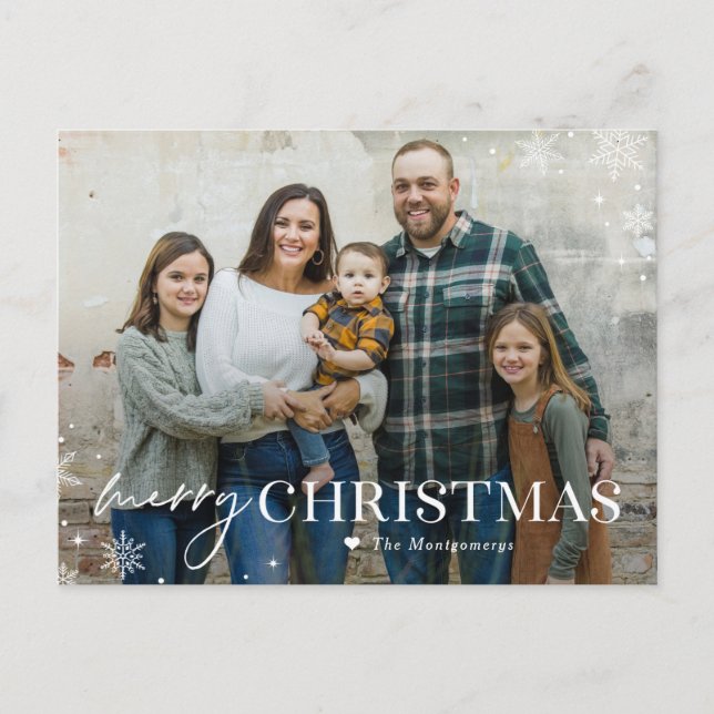 Tarjeta de Navidad con Foto de Lovely Frost Merry  (Anverso)