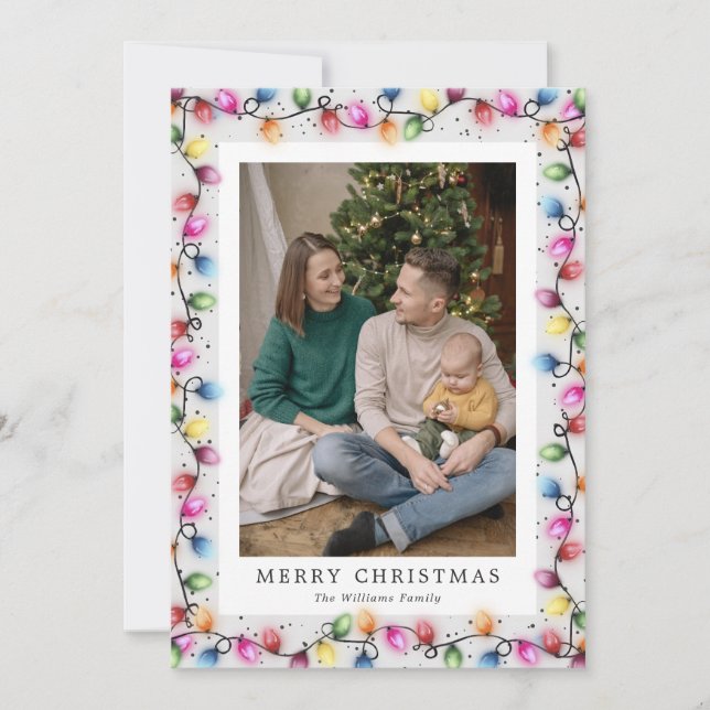 Tarjeta de Navidad con Foto de Luces de Cadenas de (Anverso)