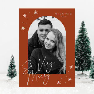 Tarjeta de Navidad con Foto de Marco de Canela Muy