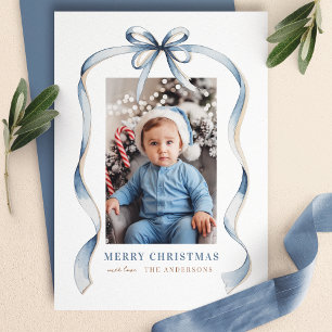 Tarjeta de Navidad con Foto de Marco de Cinta Ondu