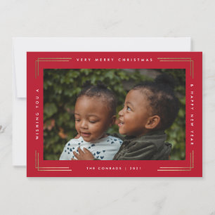 Tarjeta de Navidad con Foto de Marco de Oro de Tip