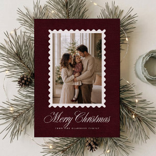 Tarjeta de Navidad con Foto de Marco Ondulado de T