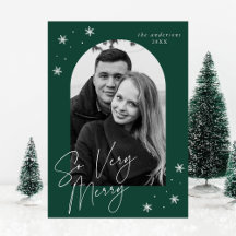 Tarjeta de Navidad con Foto de Marco Verde Arch Mu