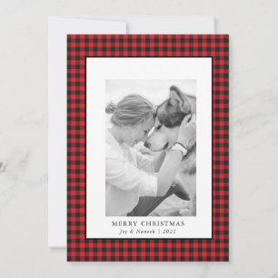 Tarjeta de Navidad con Foto de Mascota a Cuadros B