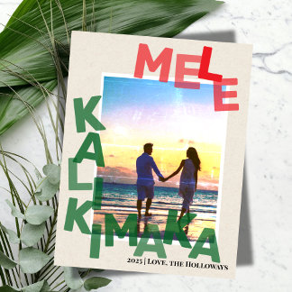 Tarjeta de Navidad con Foto de Mele Kalikimaka Haw