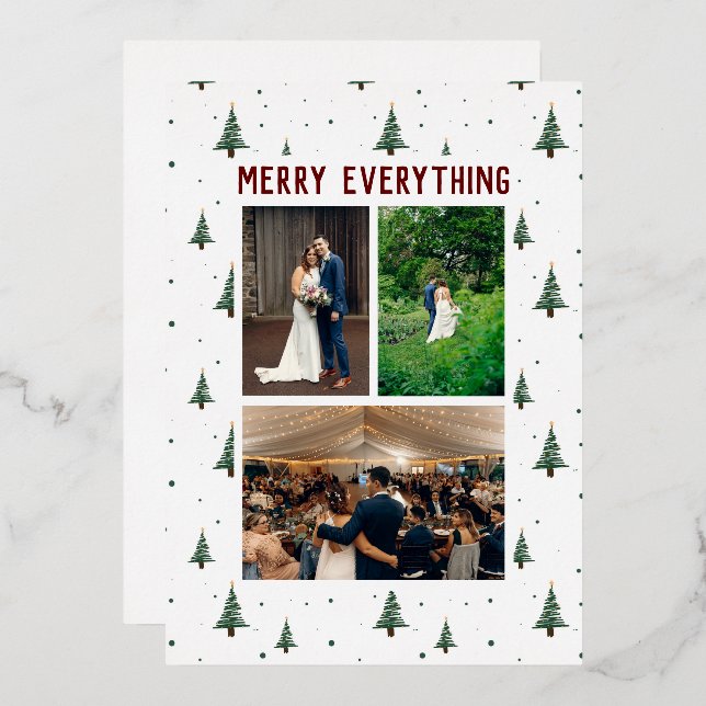 Tarjeta de Navidad con Foto de Merry Everything (Anverso/Reverso)