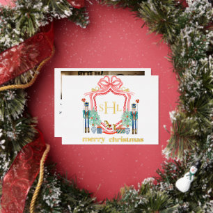Tarjeta de Navidad con foto de monograma de papel