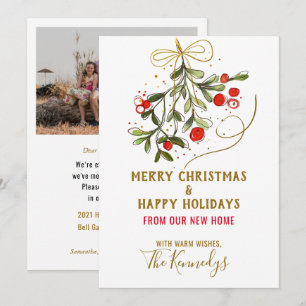 Tarjeta de Navidad con Foto de Muérdago de Navidad