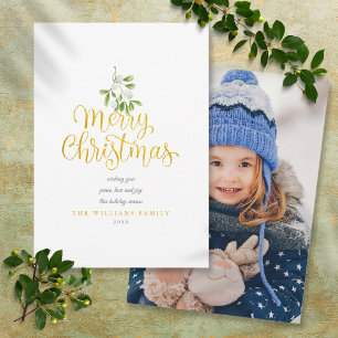 Tarjeta de Navidad con Foto de Muérdago y Letra Do