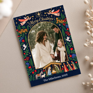 Tarjeta de Navidad con foto de Natividad Religiosa