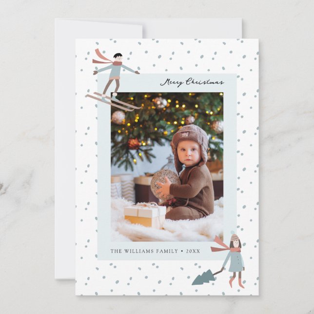 Tarjeta de Navidad con Foto de Navidad con Nieve (Anverso)