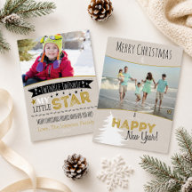 Tarjeta de Navidad con foto de niños y familia neu