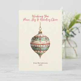 Tarjeta de Navidad con Foto de Ornamento Elegante