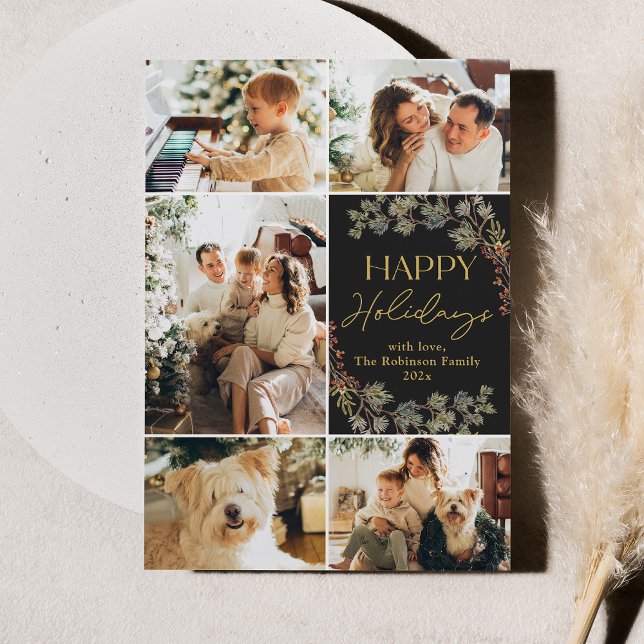 Tarjeta de Navidad con Foto de Oro Elegante (Subido por el creador)