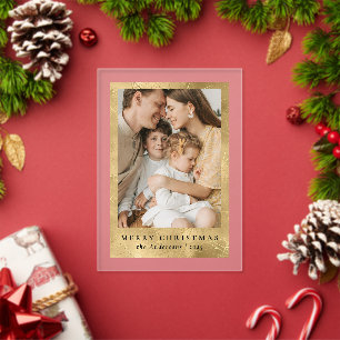 Tarjeta de Navidad con Foto de Oro Falso Moderno y