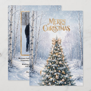 Tarjeta de Navidad con Foto de Paisaje Invernal