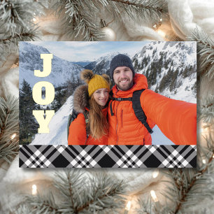 Tarjeta de Navidad con Foto de Pareja JOY con Hoja
