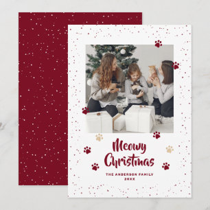 Tarjeta de Navidad con Foto de Patitas de Gato Roj