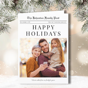 Tarjeta de Navidad con foto de periódico