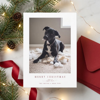 Tarjeta de Navidad con Foto de Perro Divertido y E