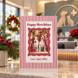 Tarjeta de Navidad con Foto de Perro Feliz Fiesta
