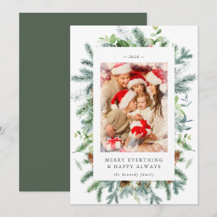 Tarjeta de Navidad con foto de piñas rústicas