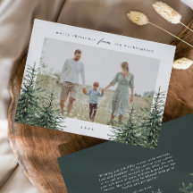 Tarjeta de Navidad con Foto de Pino Pintado a Mano