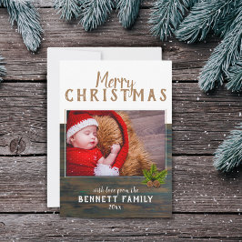 Tarjeta de Navidad con Foto de Pino Rústico