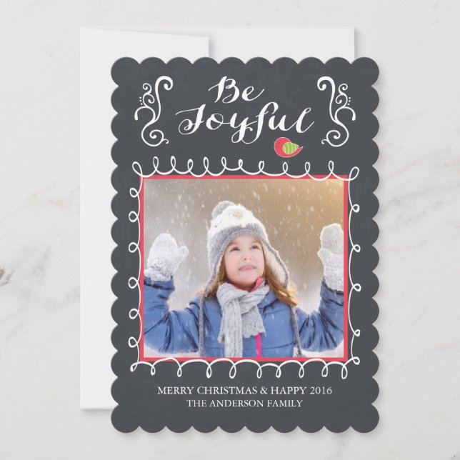 Tarjeta de Navidad con Foto de Pizarra Alegre (Anverso)