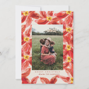 Tarjeta de Navidad con Foto de Poinsettia Roja Sob