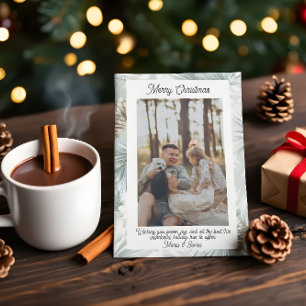 Tarjeta de Navidad con foto de retrato en cuadros 