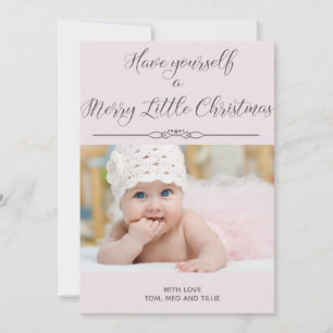 Tarjeta de Navidad con Foto de Rosa Suave Feliz Na