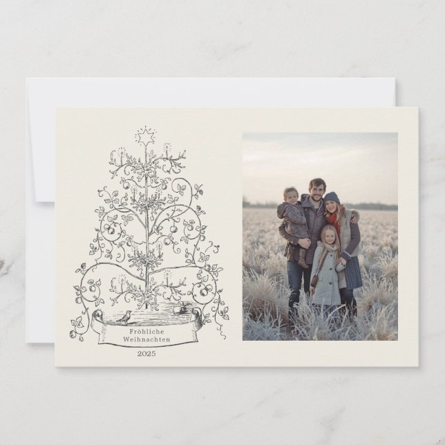 Tarjeta de Navidad con Foto de Tannenbaum Alemán (Anverso)