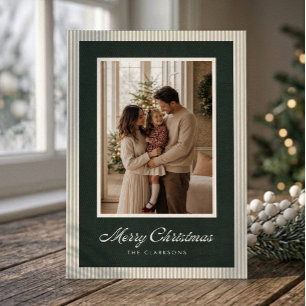 Tarjeta de Navidad con Foto de Terciopelo Verde Os