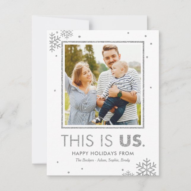 Tarjeta de Navidad con Foto de This Is Us Plata (Anverso)