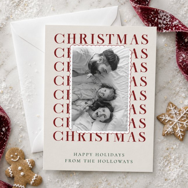 Tarjeta de Navidad con Foto de Tipografía Moderna (Modern Typography Christmas Photo Holiday Card)
