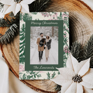 Tarjeta de Navidad con Foto de Toile Botánico Verd