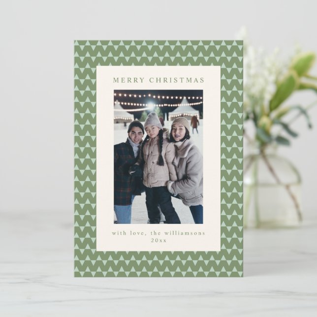 Tarjeta de Navidad con Foto de Triángulo Verde Sag (Anverso de pie)