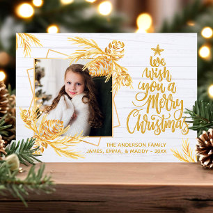 Tarjeta de Navidad con foto de vacaciones de mader