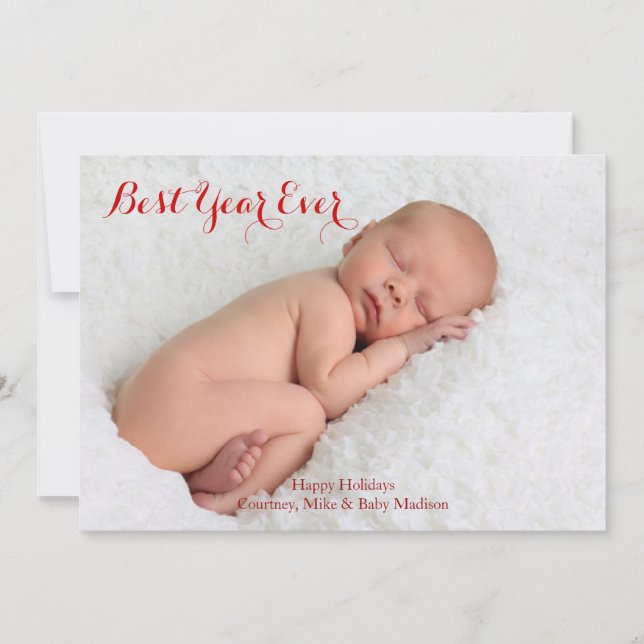 Tarjeta de Navidad con foto del mejor año jamás (Anverso)